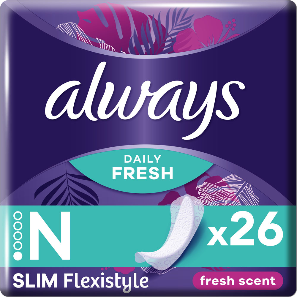 Always Daily Fresh Scent Slim Flexistyle Normal Panty Liners 26 Pack Image 2