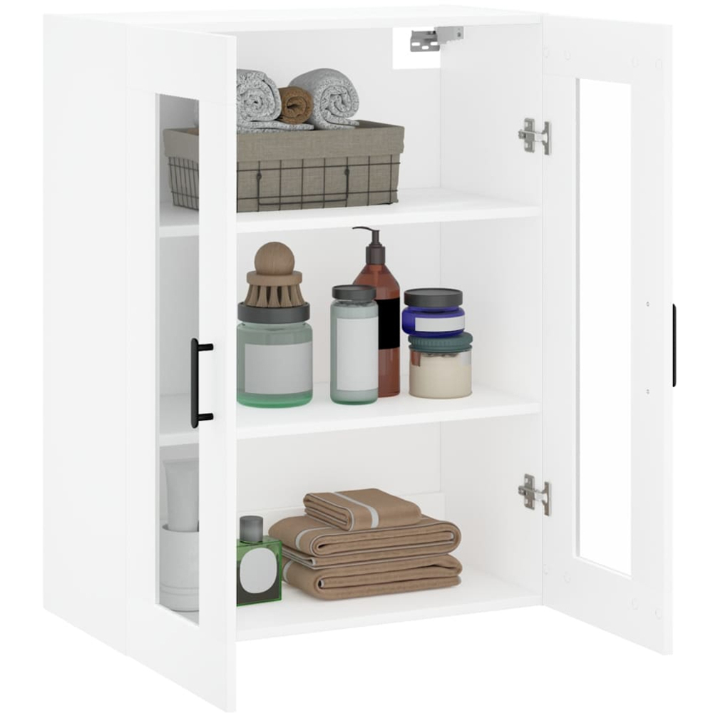 vidaXL 2 Glass Door White Wall Mounted Storage Cabinet Image 5