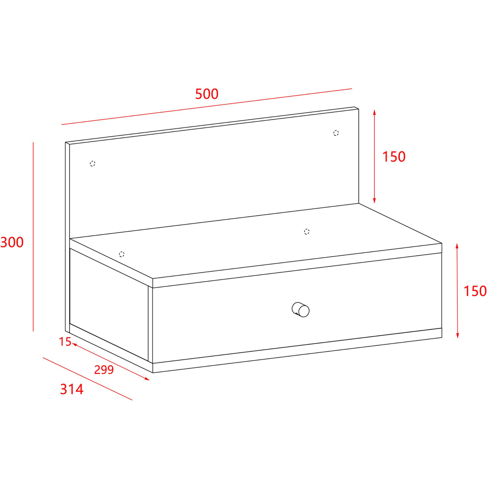 Core Products Kelly Single Drawer Matt White Effect Wall-Mounted Open Bedside Table Set of 2 Image 8
