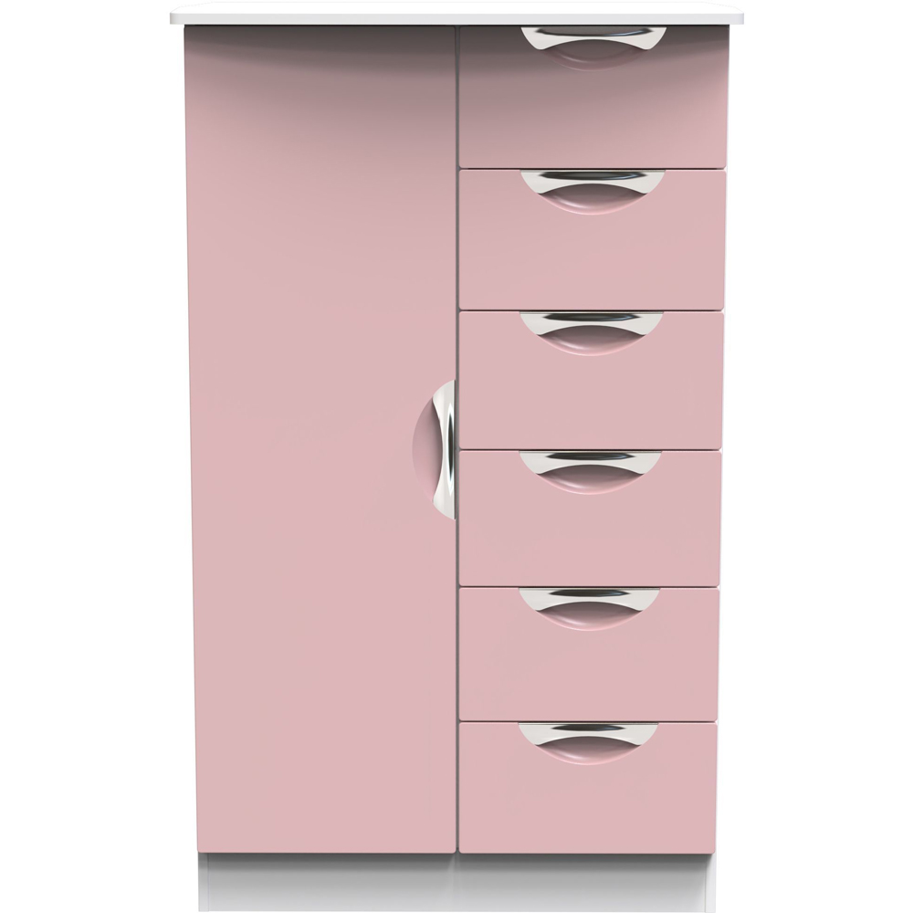 Crowndale Camden Single Door 6 Drawer Kobe Pink and White Kids Wardrobe Ready Assembled Image 2