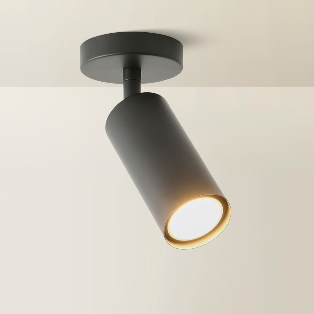 ValueLights Taylor Matte Black Tube Adjustable Ceiling Spotlight with Bulb Image 5