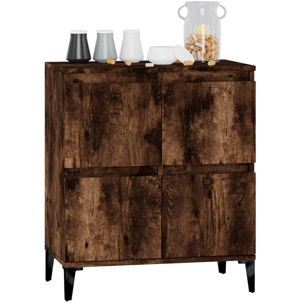 vidaXL 4 Door Smoked Oak Square Sideboard Image 4