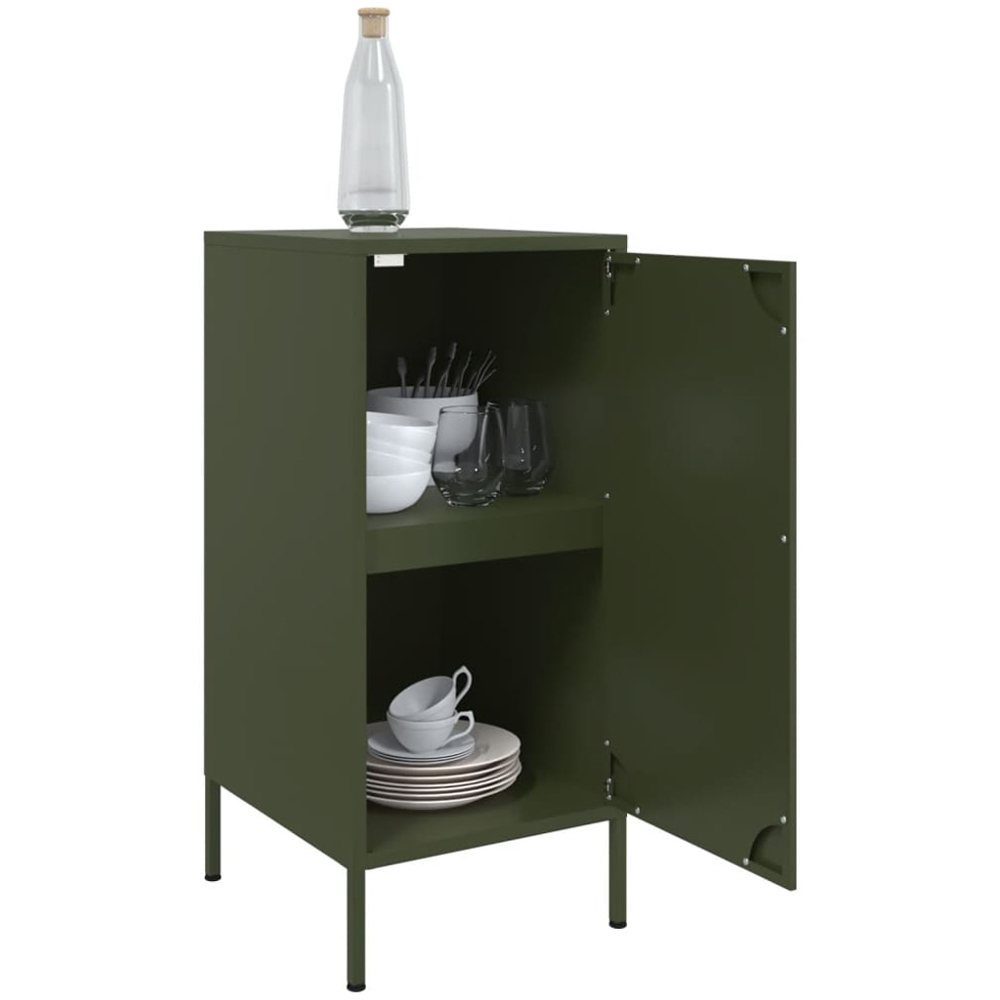 vidaXL Single Door Olive Green Metal Sideboard Set of 2 Image 5