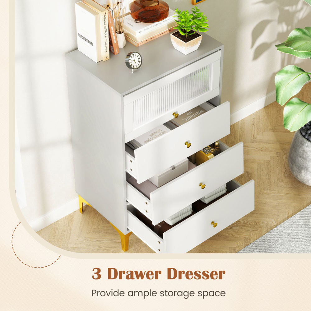 Costway 3 Drawer Single Door 3/4 Drawer Dresser Cabinet Image 7