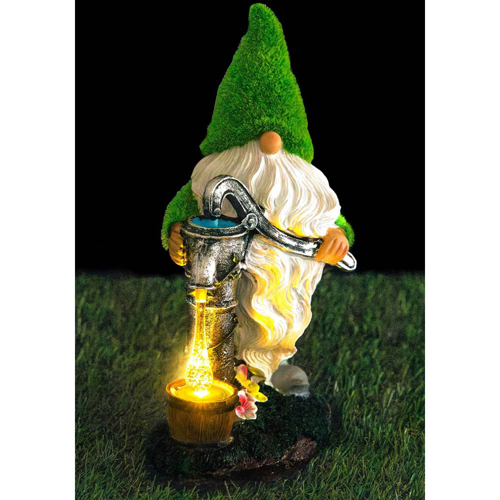 Marco Paul Light Up Solar Gnome with Water Pump Garden Ornament Image 2