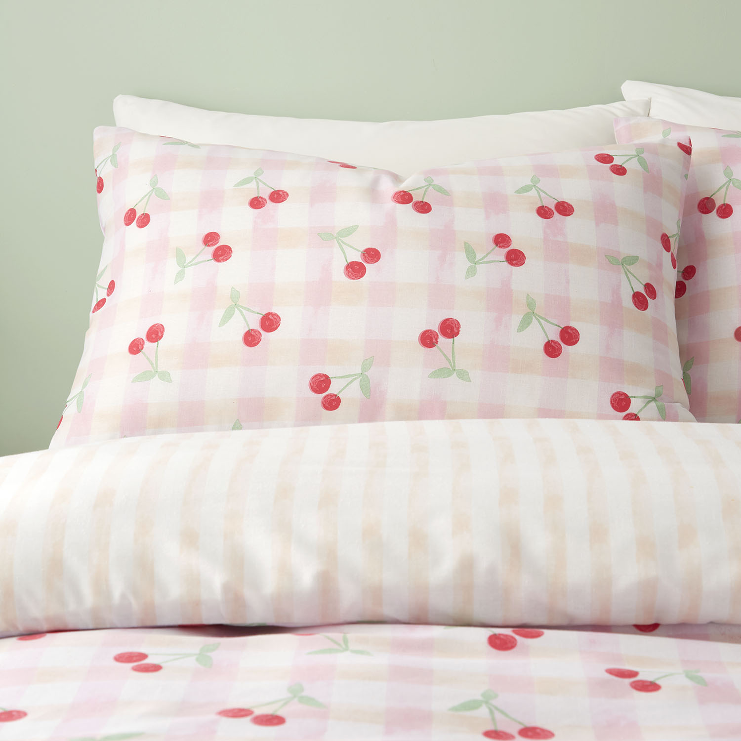 Cherries Gingham Duvet Set - Pink / King Image 3