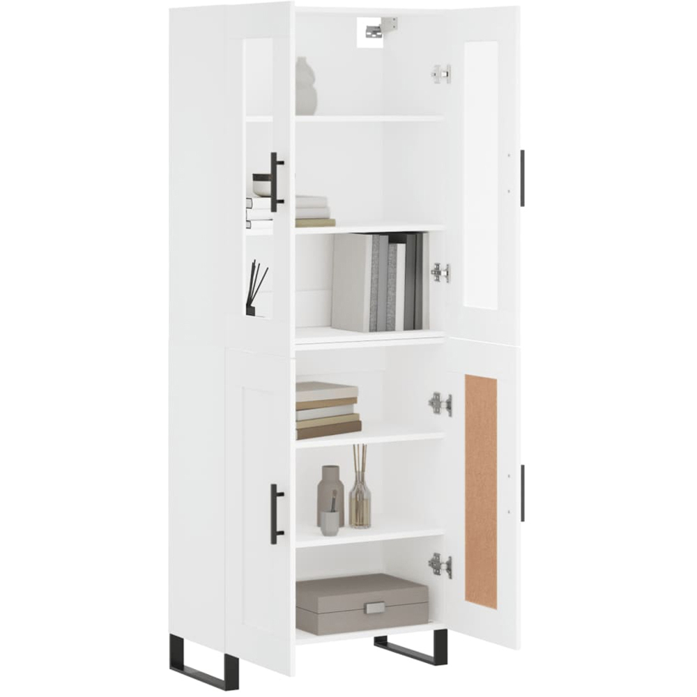 vidaXL 4 Glass and Wood Door 6 Shelf White Highboard Image 3
