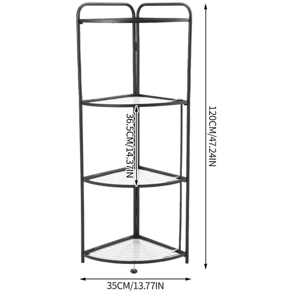 Living and Home 4-Tier Black Foldable Carbon Steel Corner Storage Rack Image 8
