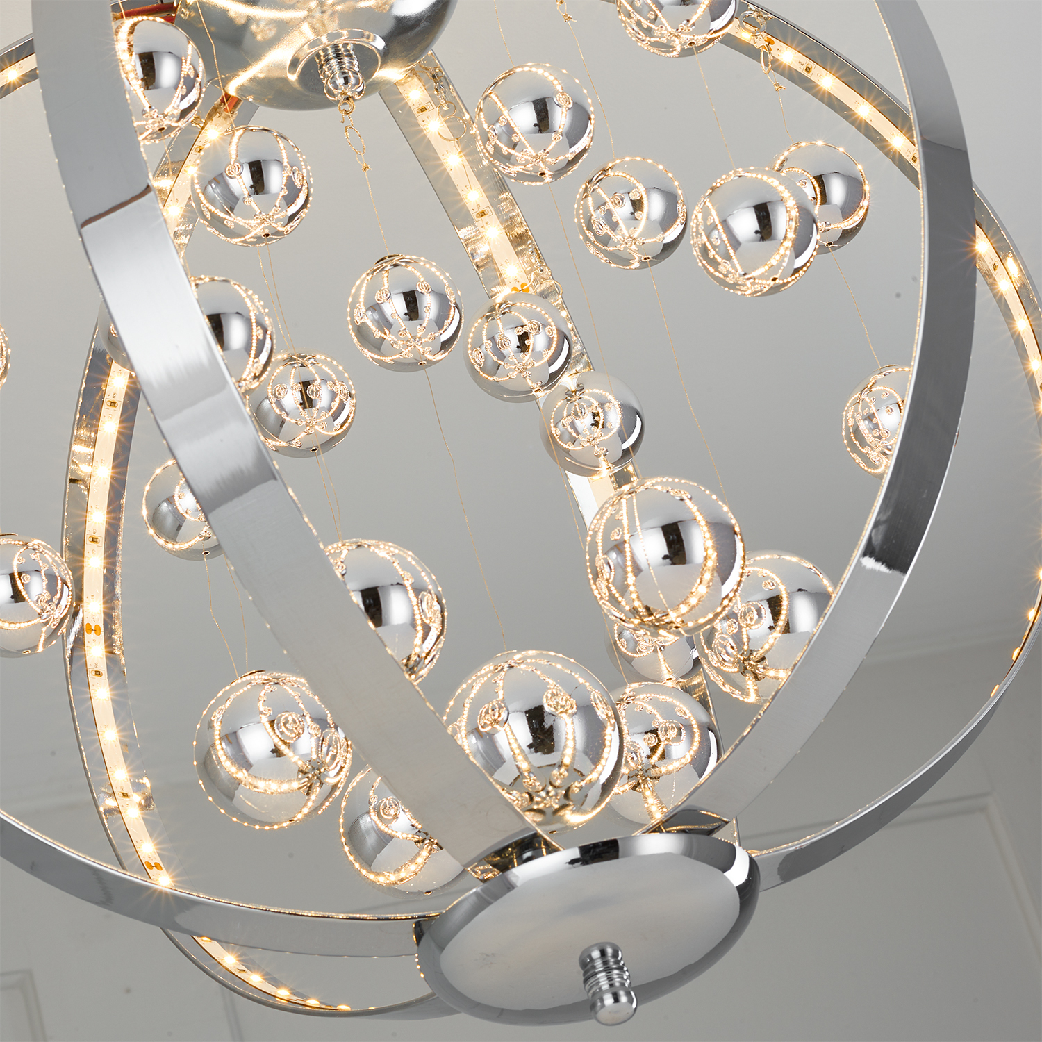 Chrome Orb LED Electrical Ceiling Fitting Image 5