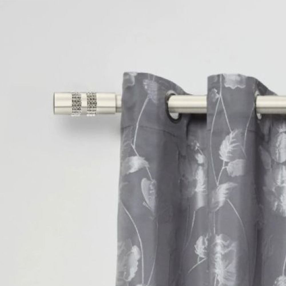 New Edge Blinds Sparkle 160-300cm Extendable Brushed Silver Eyelet Metal Curtain Pole Set Image 2