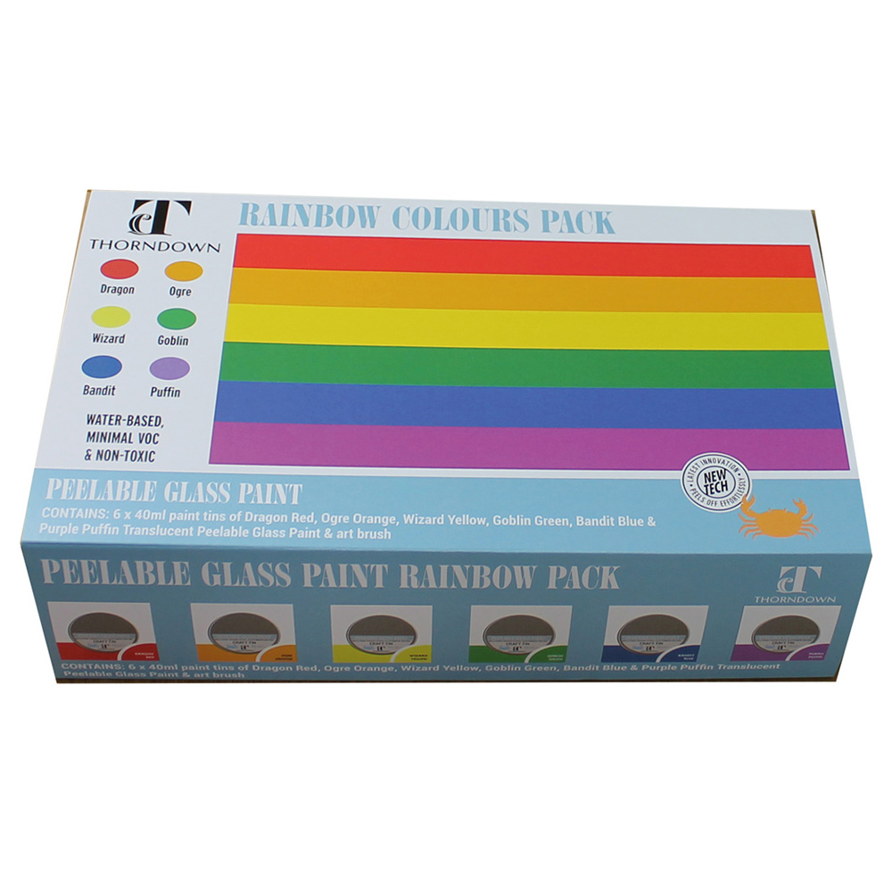 Thorndown Rainbow Peelable Glass Paint 6 x 40ml Image 2