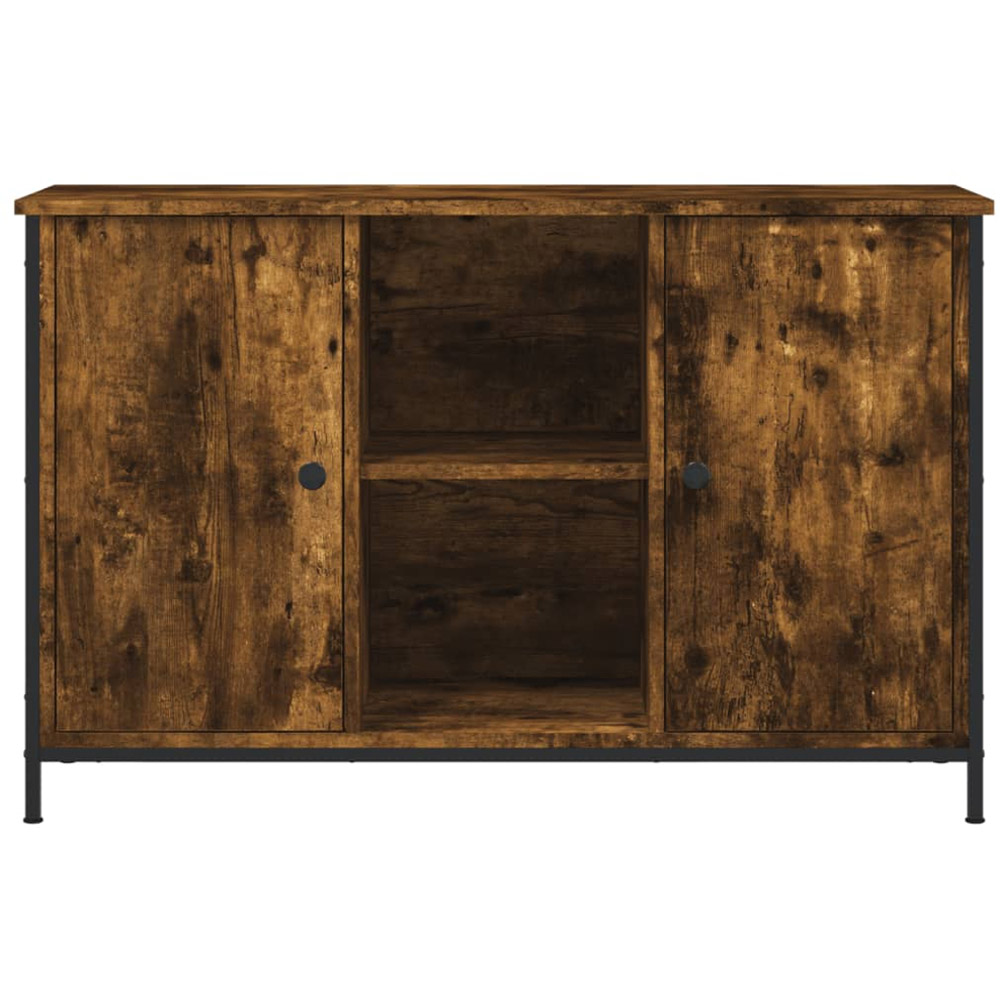vidaXL 2 Door 2 Shelf Smoked Oak Industrial Style TV Cabinet Image 5