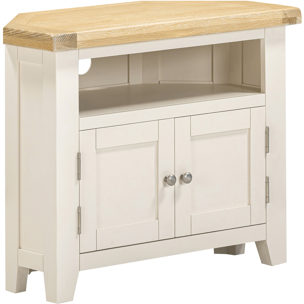 Seconique Windsor 2 Door Ivory and Oak Corner TV Unit Image 2
