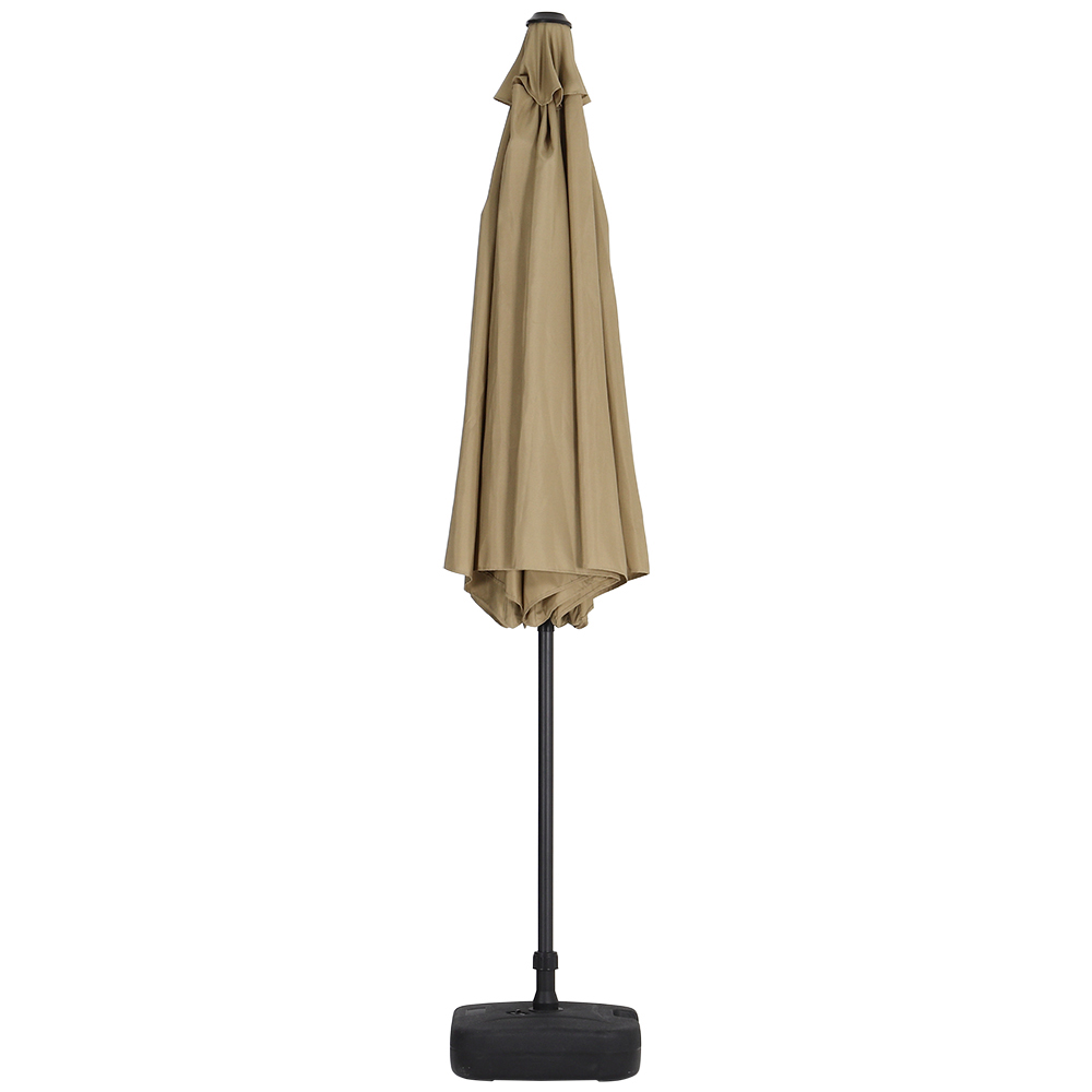 Living and Home Beige Round Crank Tilt Parasol with Square Base 3m Image 5