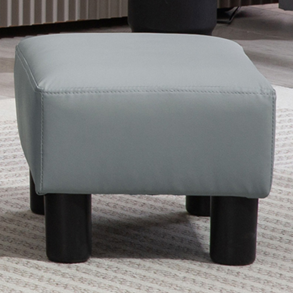 HOMCOM Grey Faux Leather Footstool Image 1