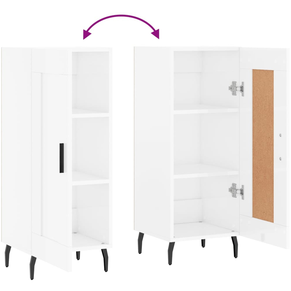vidaXL Single Door High Gloss White Sideboard Image 9