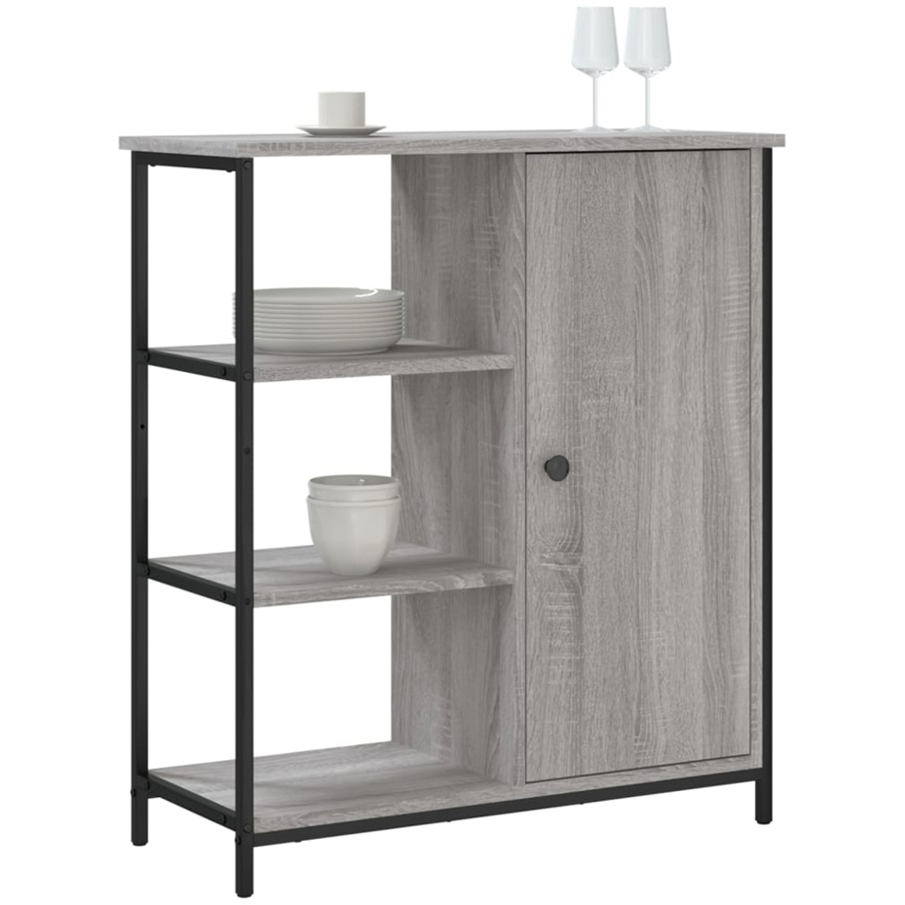 vidaXL Single Door 3 Shelf Grey Sonoma Sideboard Image 3