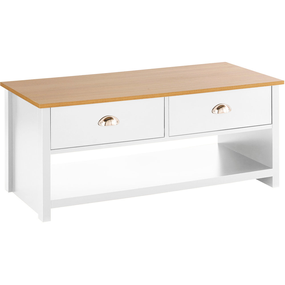 Home Source Camden 2 Drawer Single Shelf White Coffee Table Image 2