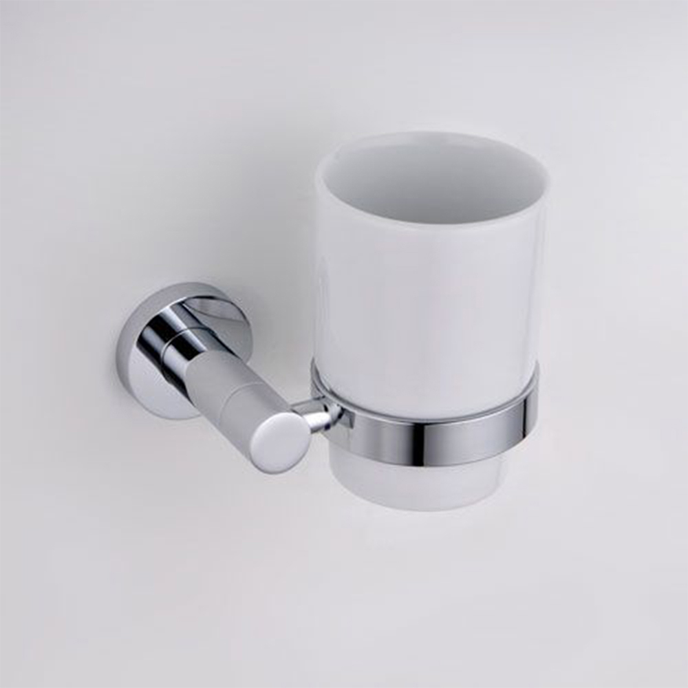 Nes Home Chrome Round Glass Tumbler with Holder Image 2