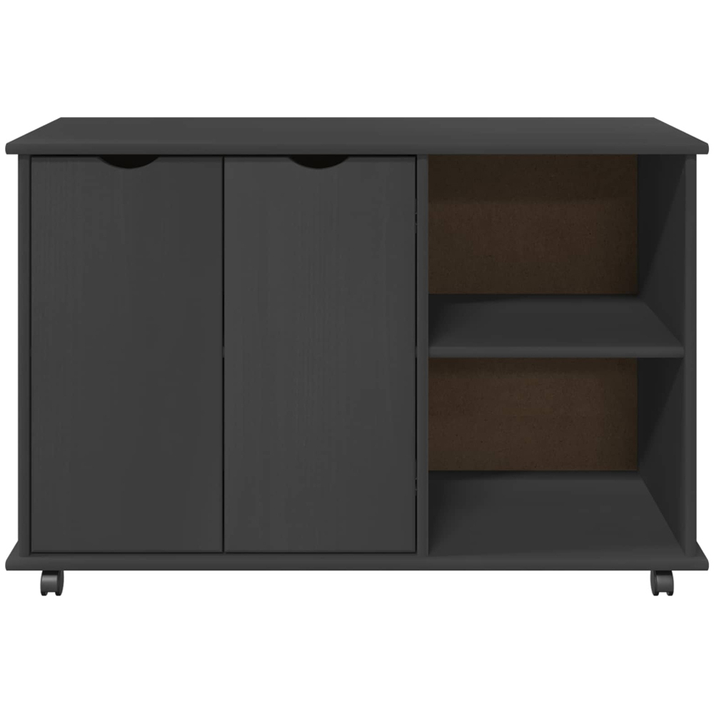 vidaXL 2 Door 2 Shelf Grey Minimalist Rolling Storage Cabinet Image 3