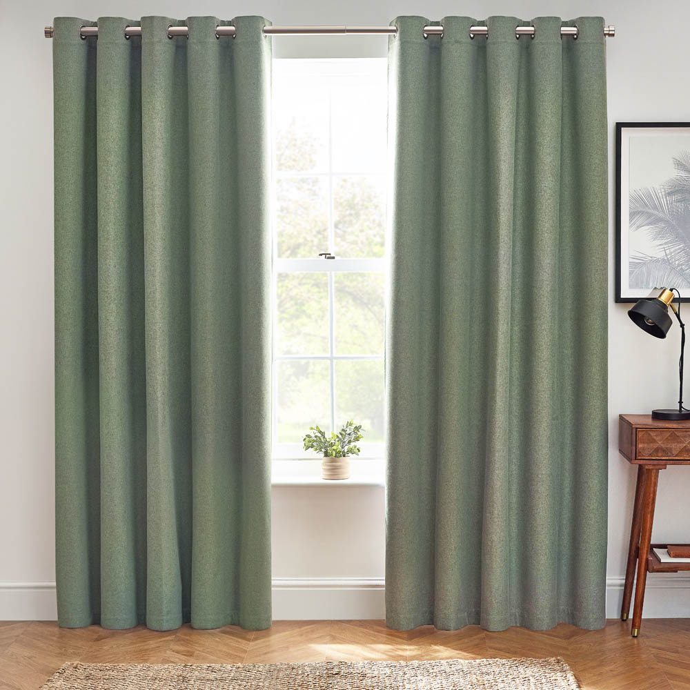 furn. Dawn Eucalyptus Thermal Blackout Eyelet Curtain 168 x 229cm Image 5