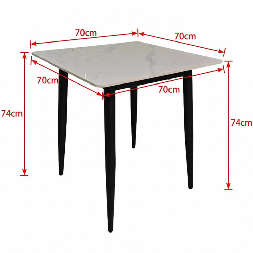 FWStyle Nova 2 Seater Sintered Stone Marble Effect Heat Resistant Fixed Top Dining Table Cream Image 4