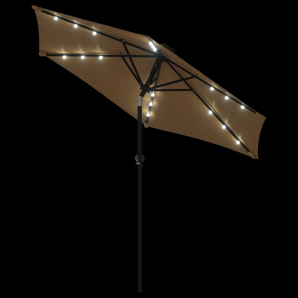 vidaXL Taupe LED Light Garden Parasol with Steel Pole 2.25m Image 8