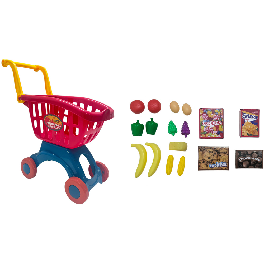Toy Shopping Trolley with Food Image 1