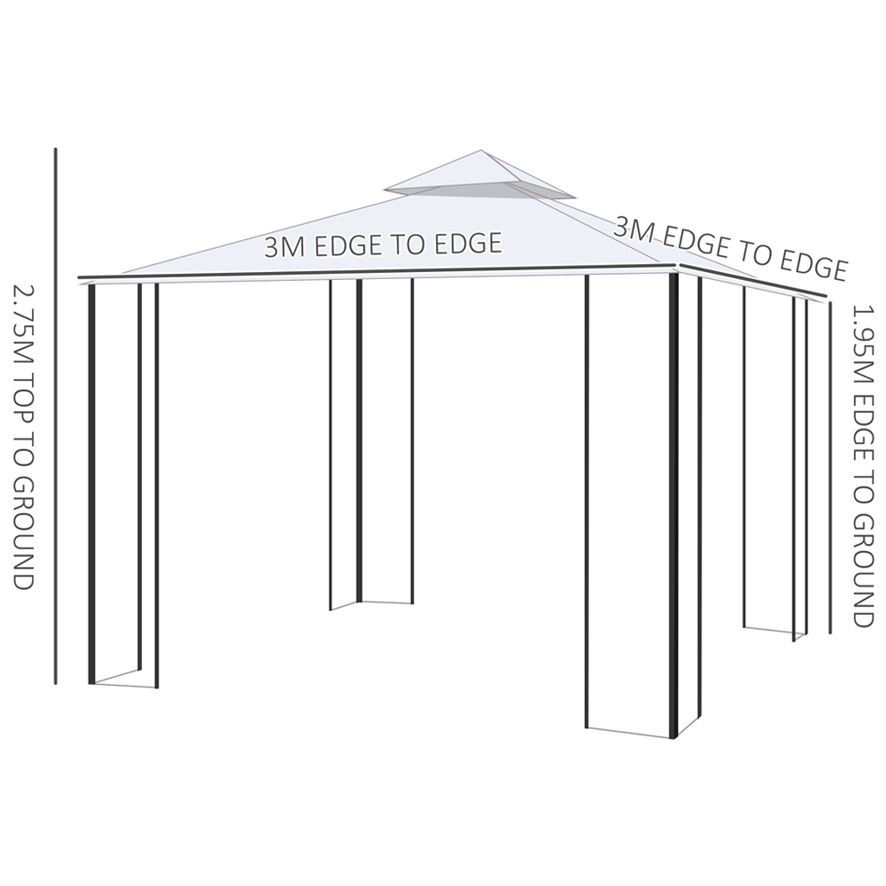 Gazebo Double Top Mesh Sun Cream White Image 7