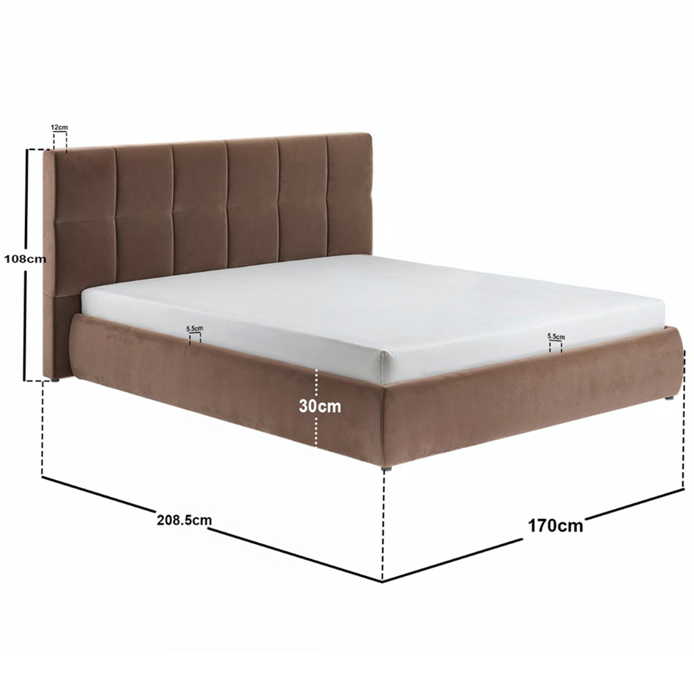 Solace+Co Mika Double Chocolate Velvet Ottoman Bed Image 8