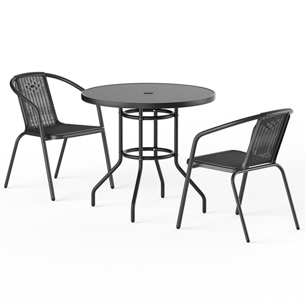 Living and Home Wicker 2 Seater Black Bistro Set Image 2