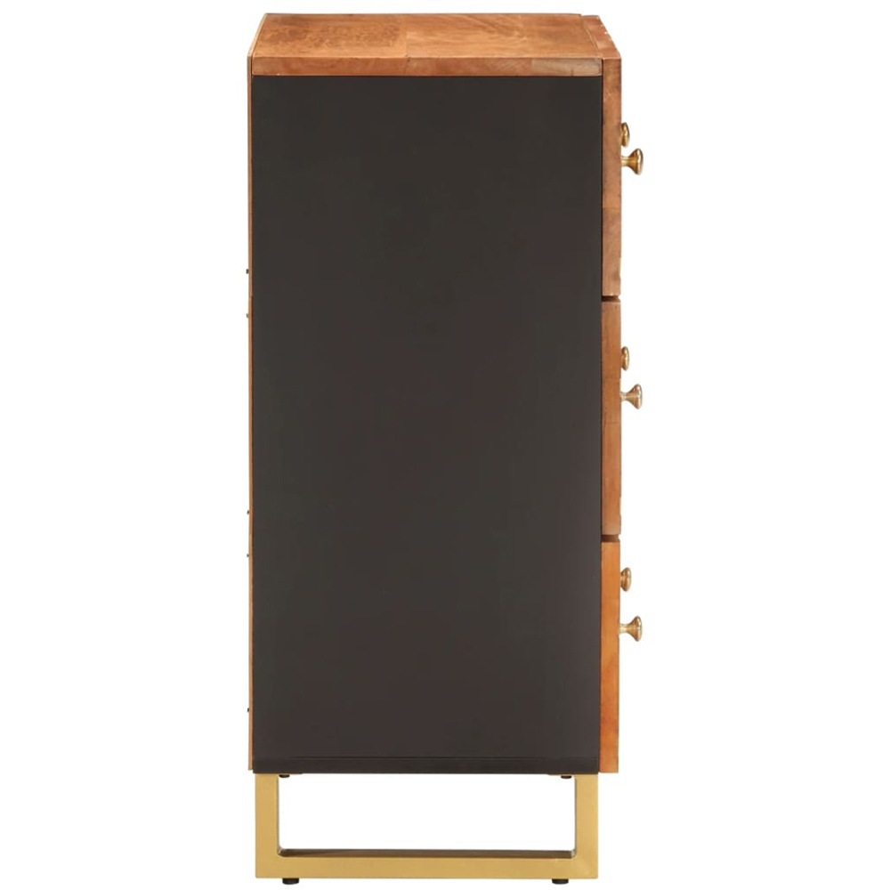 vidaXL 3 Drawer Brown and Black Solid Mango Wood Side Cabinet Image 5