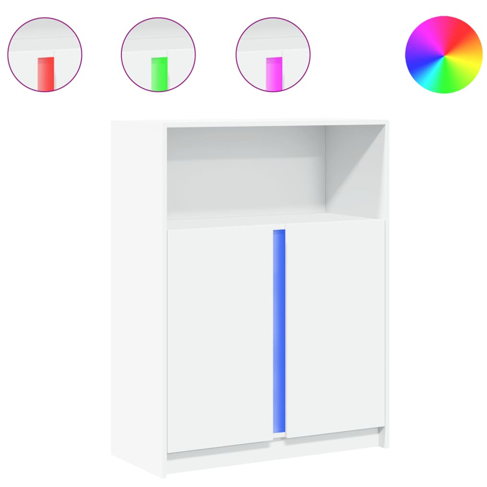 vidaXL 2 Door Single Shelf White LED Sideboard Image 2