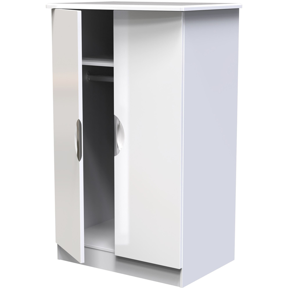 Crowndale Camden 2 Door White Gloss and White Midi Wardrobe Ready Assembled Image 4