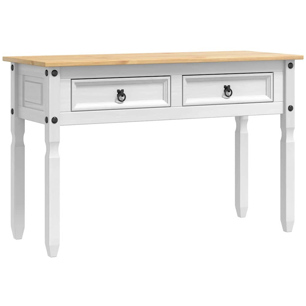vidaXL Corona 2 Drawer White Solid Pine Wood Accent Table Image 2