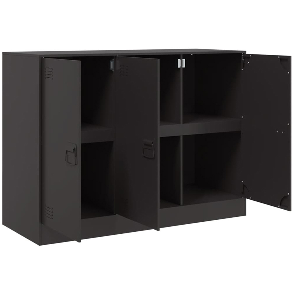 vidaXL 3 Door Black Metal Sideboard Image 3