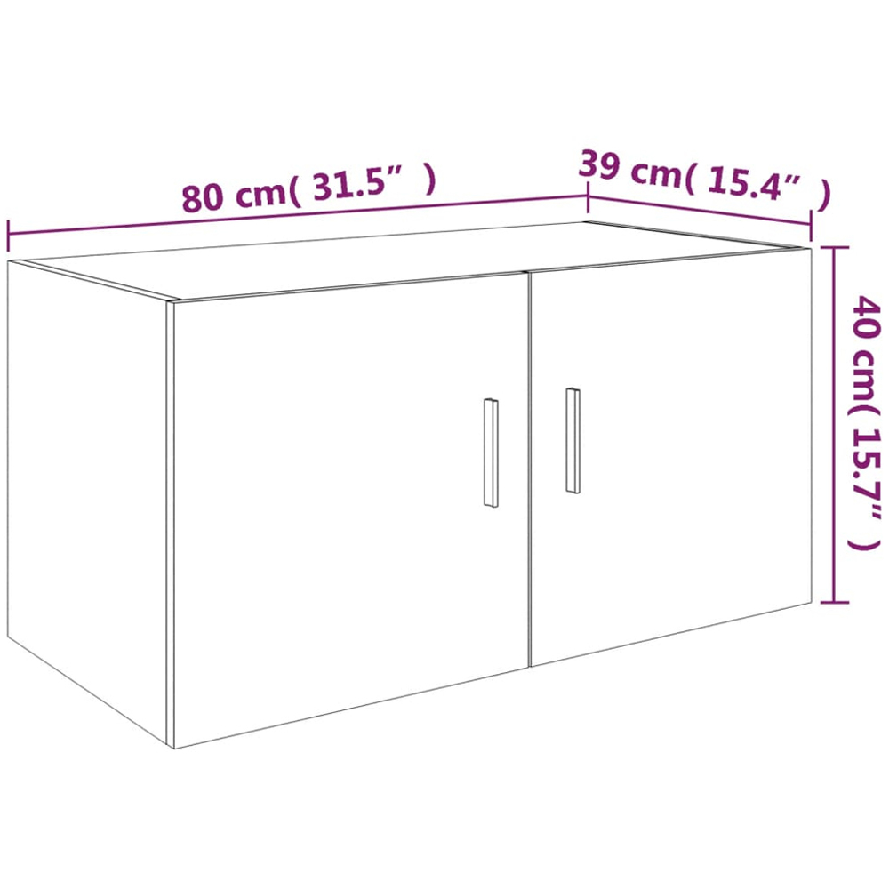 vidaXL 2 Door Smoked Oak Wall Mounted Cabinet with Silver Handle Image 8