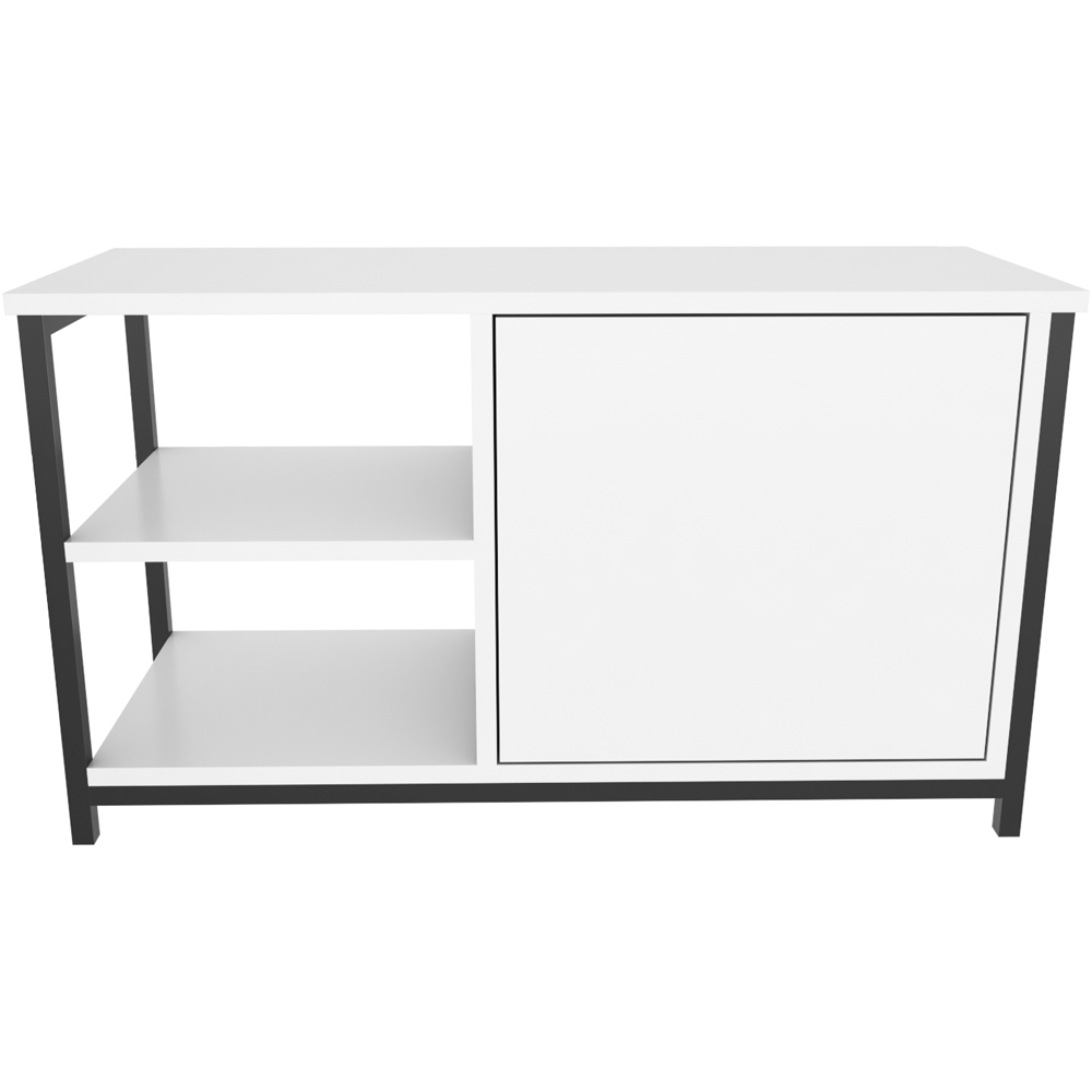 Decorotika Muskegon Single Door and 2 Open Shelf Black and White TV Unit Image 2