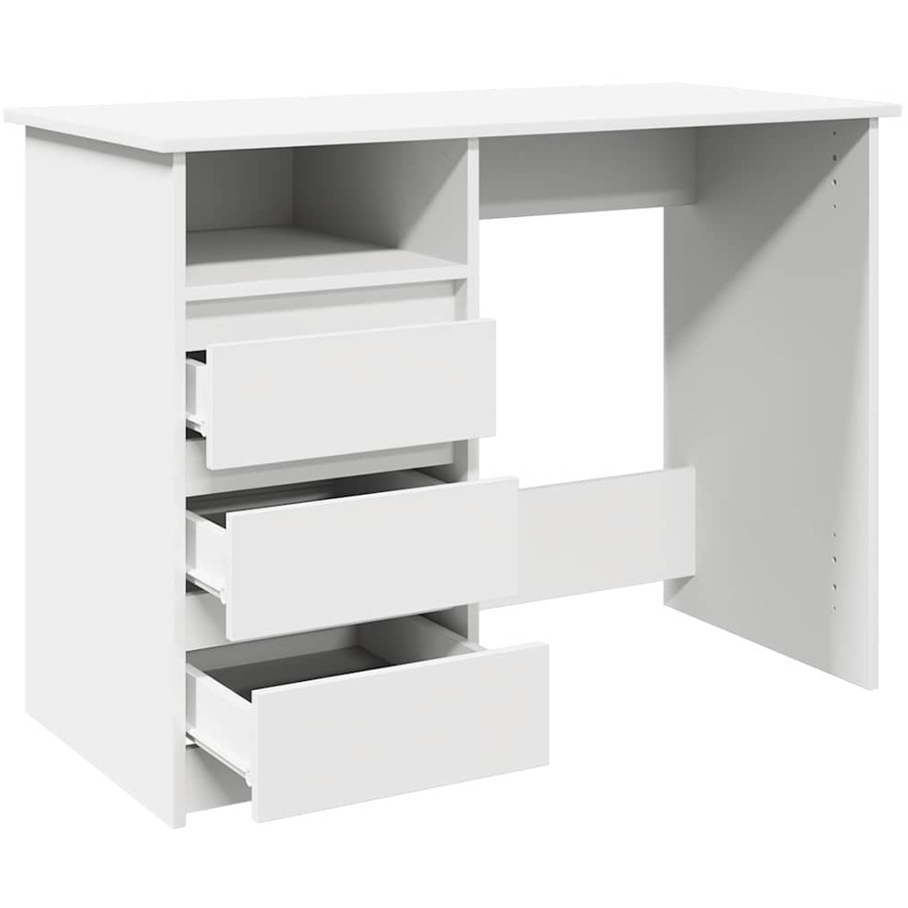 vidaXL 3 Drawer Single Shelf Computer Desk White Image 4