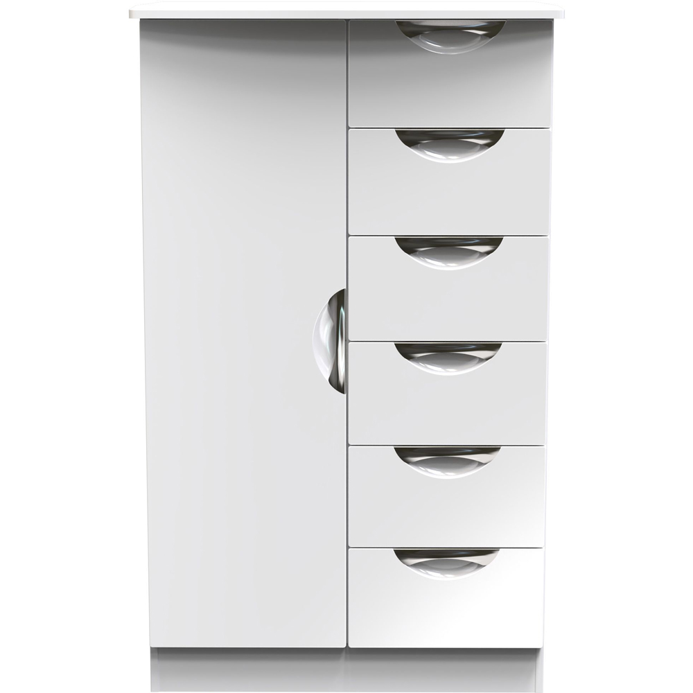 Crowndale Camden Single Door 6 Drawer White Gloss and White Kids Wardrobe Ready Assembled Image 2