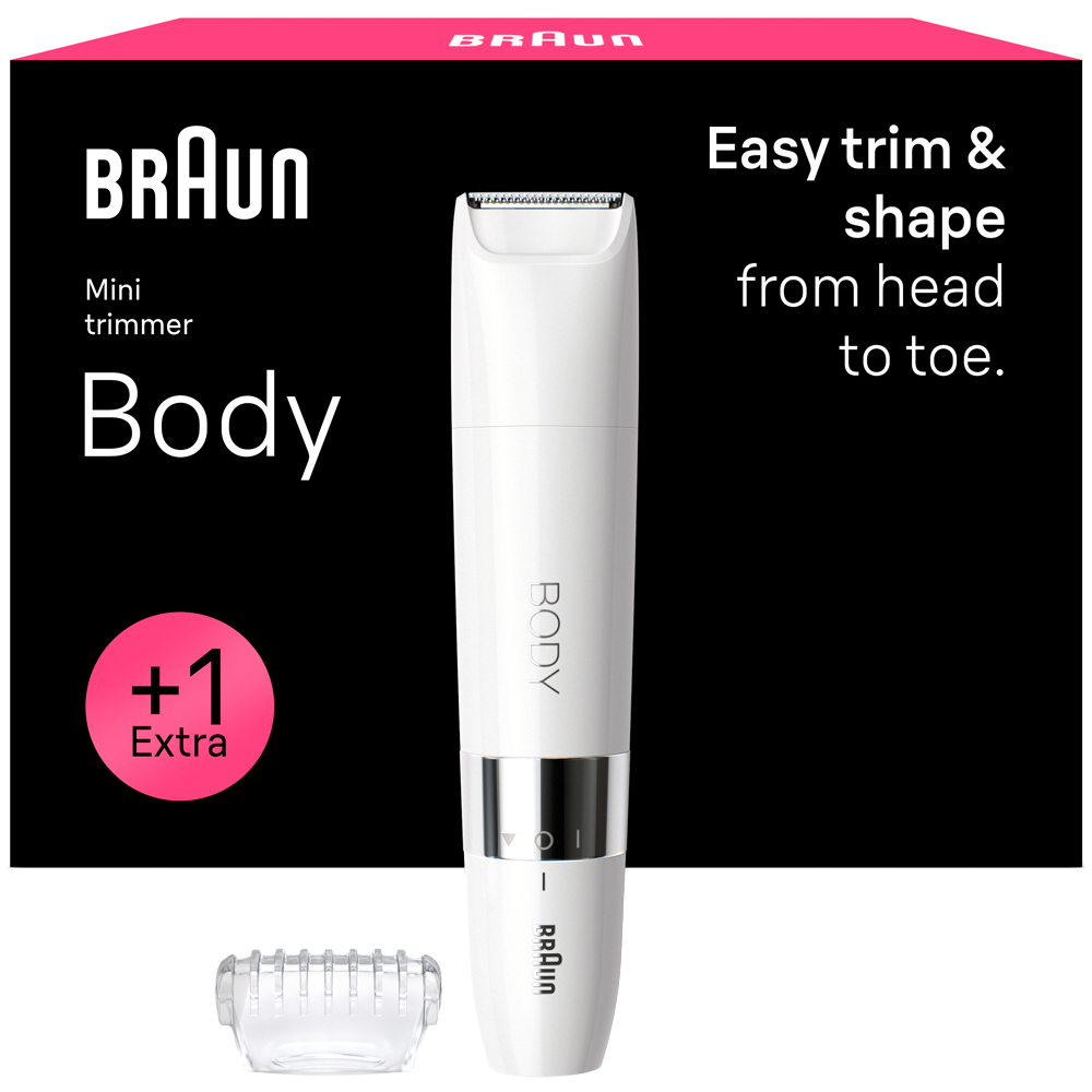 Braun White Waterproof Electric Body Hair Mini Trimmer Image 3