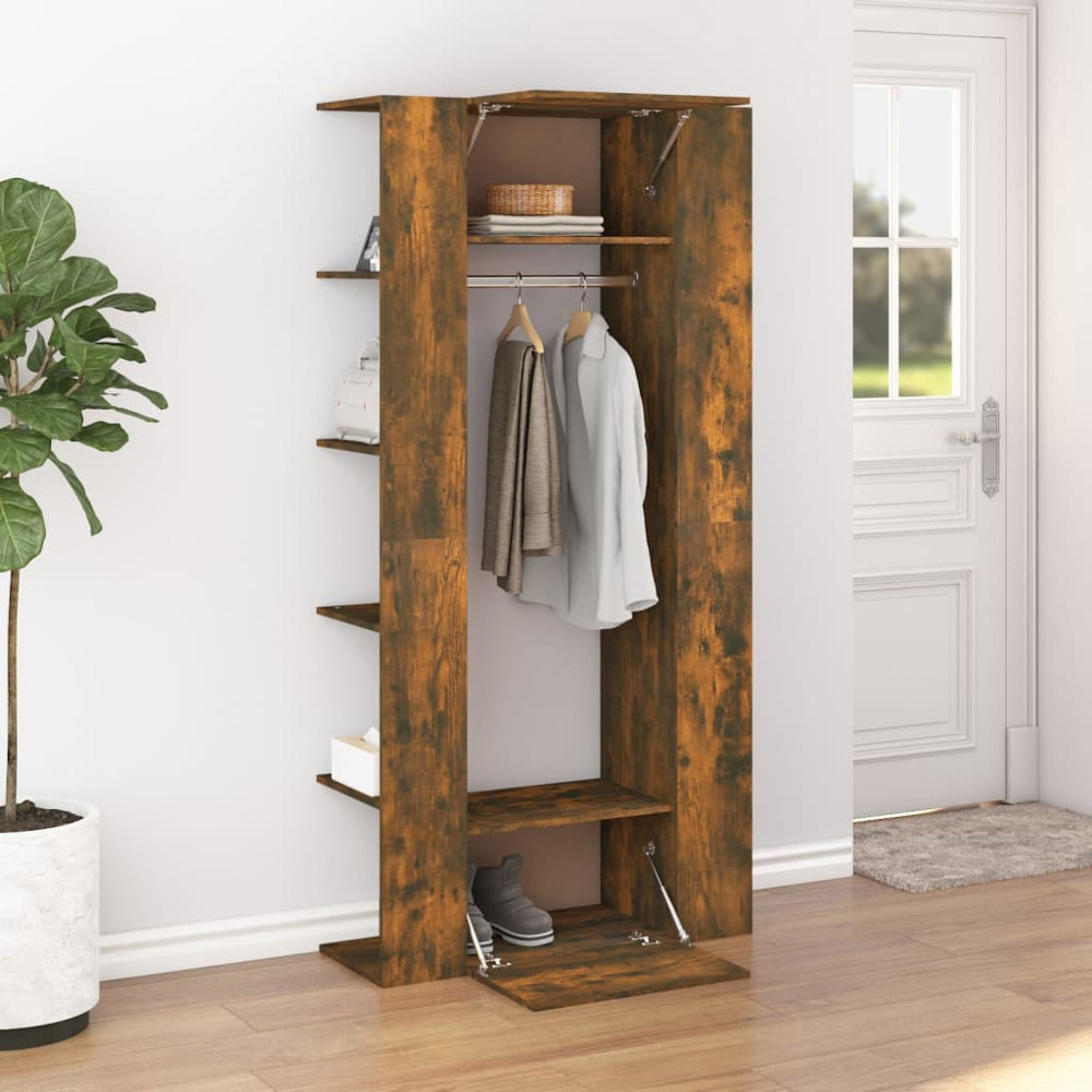 vidaXL Single Door 2 Shelf Smoked Oak Hallway Cabinet Image 3