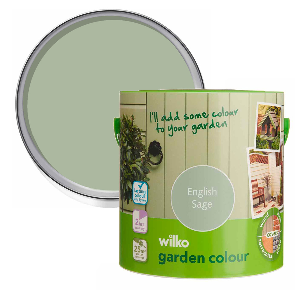 Wilko Garden Colour English Sage Green Wood Paint 2.5L Image 1