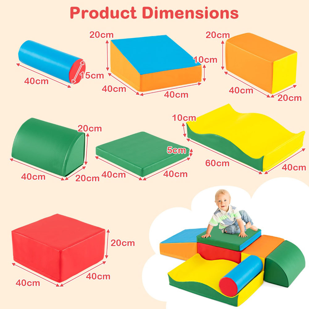 Costway Colourful Toddlers EPE Foam Climbing Toys Set 7 Piece Image 7