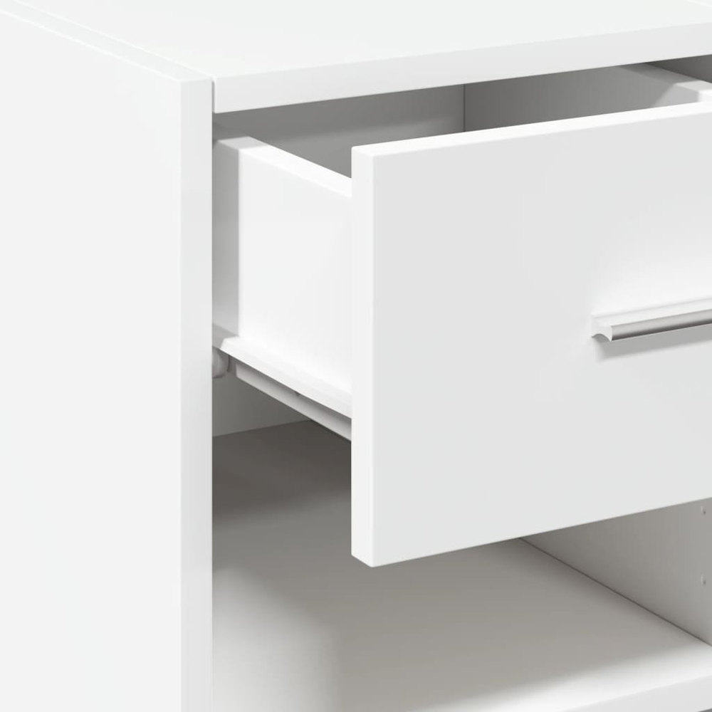 vidaXL Single Drawer 3 Shelf White Slim Sideboard Image 5