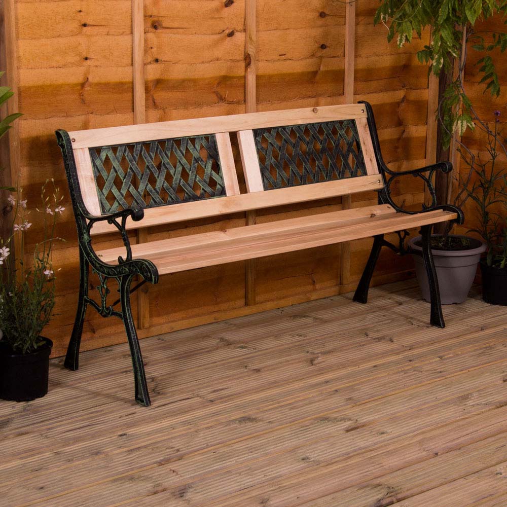 Garden Vida Twin Cross Style Garden Bench Image 1