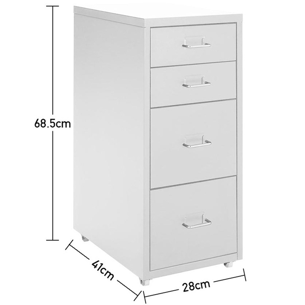 Living and Home White 4 Tier Vertical File Cabinet with Wheels Image 8