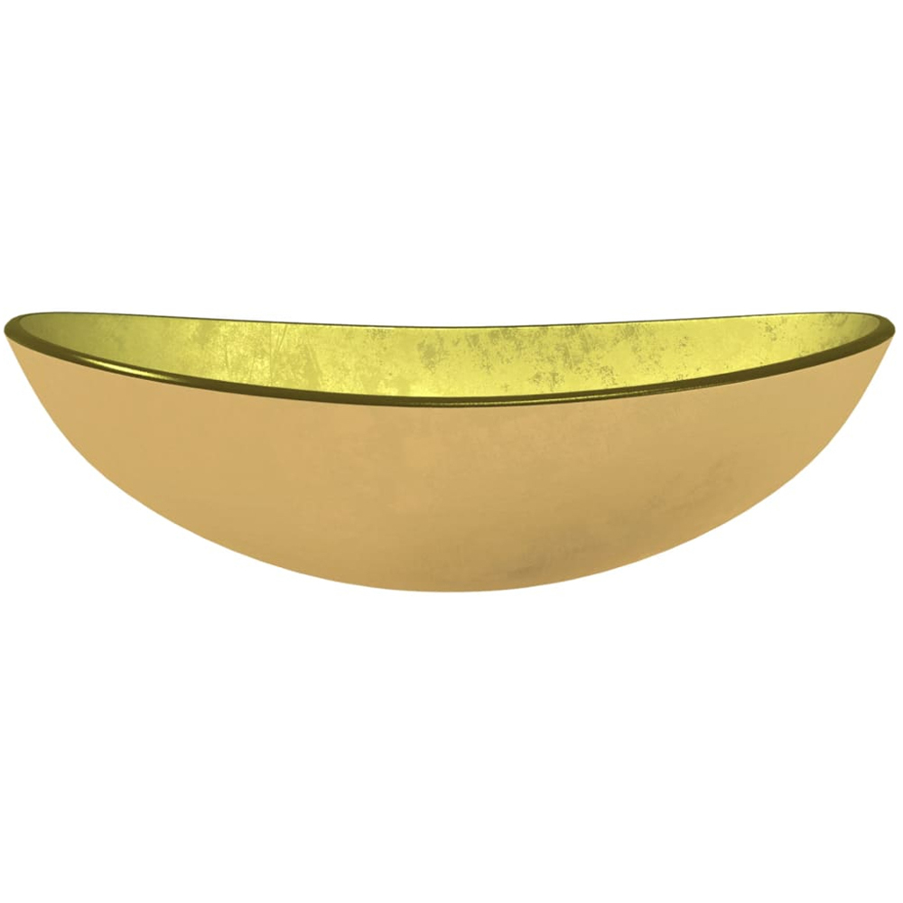 vidaXL Gold Tempered Glass Wash Basin 155 x 545 x 350mm Image 2