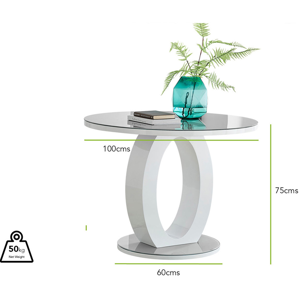 Furniturebox Lucia Valera 4 Seater Round Dining Set Grey Gloss White and Chrome Image 9