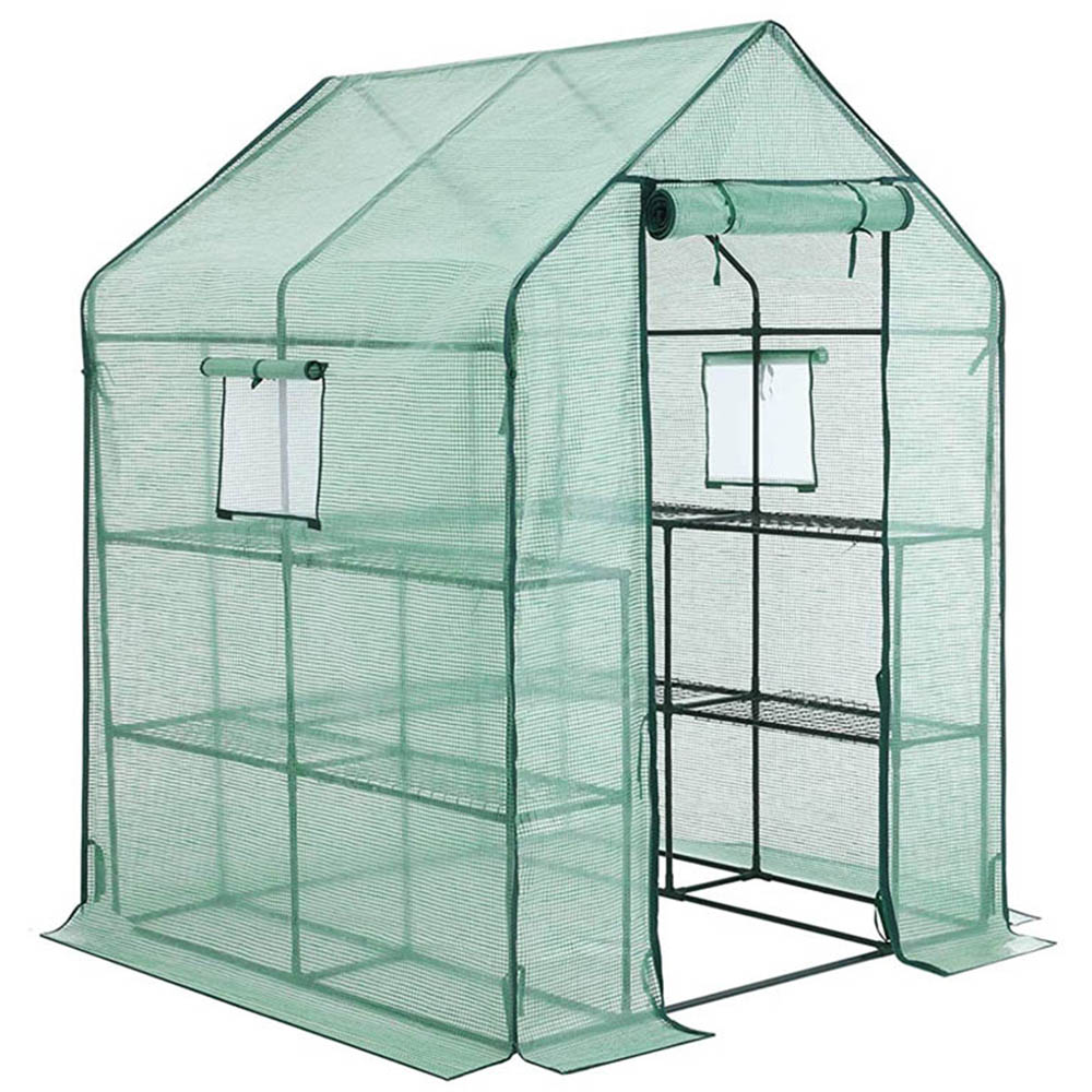 AMOS 3 Tier Green Plastic 4.7 x 4.7ft Portable Walk In Greenhouse Image 1